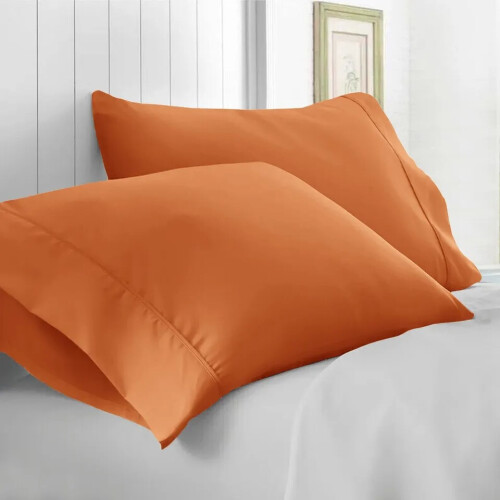 (Rust) Hotel Quality Pillowcases Pair Plain Dyed Microfiber Multi Colour Pillowcases