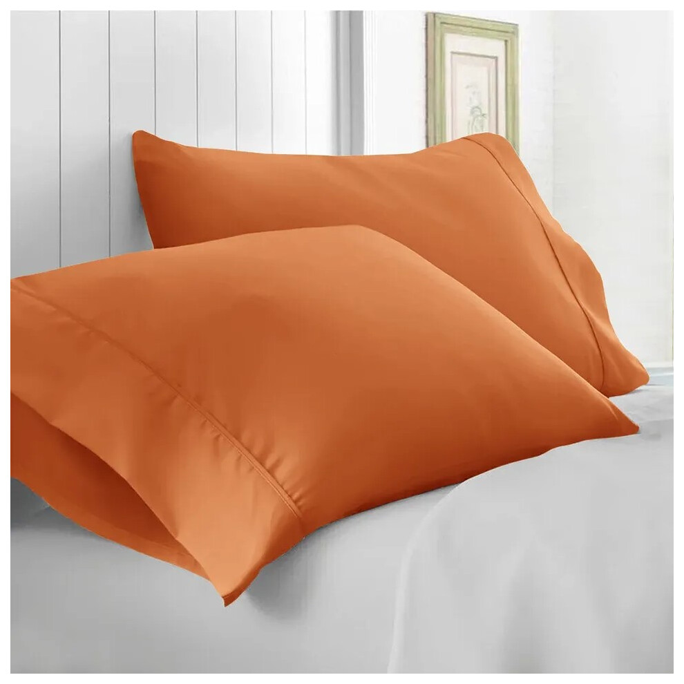 (Rust) Hotel Quality Pillowcases Pair Plain Dyed Microfiber Multi Colour Pillowcases