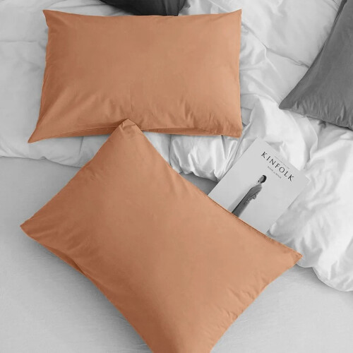 (Rust) Hotel Quality Pillowcases Pair Plain Dyed Microfiber Multi Colour Pillowcases 2