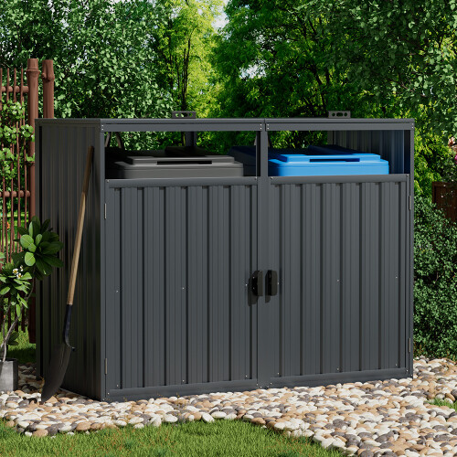 Outdoor Metal Garbage Can Garden Storage Shed