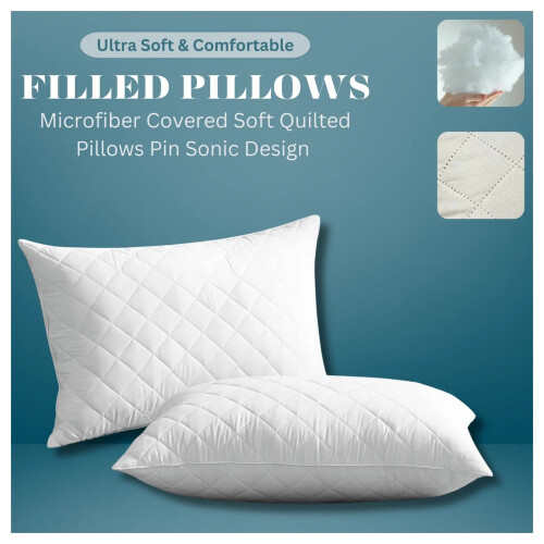 Imperial Rooms (2 Quilted Pillow) Quilted Pillows Neck Back Support 1, 2 & 4-Pack 2