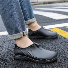 (Black, EU42=UK8) Work Boots Walking Mens Rain Shoes Waterproof Rubber Garden Low Top Non-slip