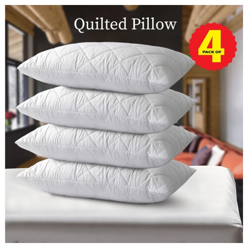 Imperial Rooms (4 Quilted Pillow) Quilted Pillows Neck Back Support 1, 2 & 4-Pack