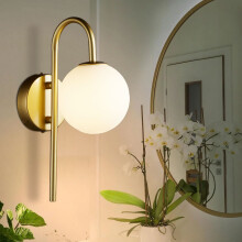 Golden Wall Light with Frosted Glass Shade