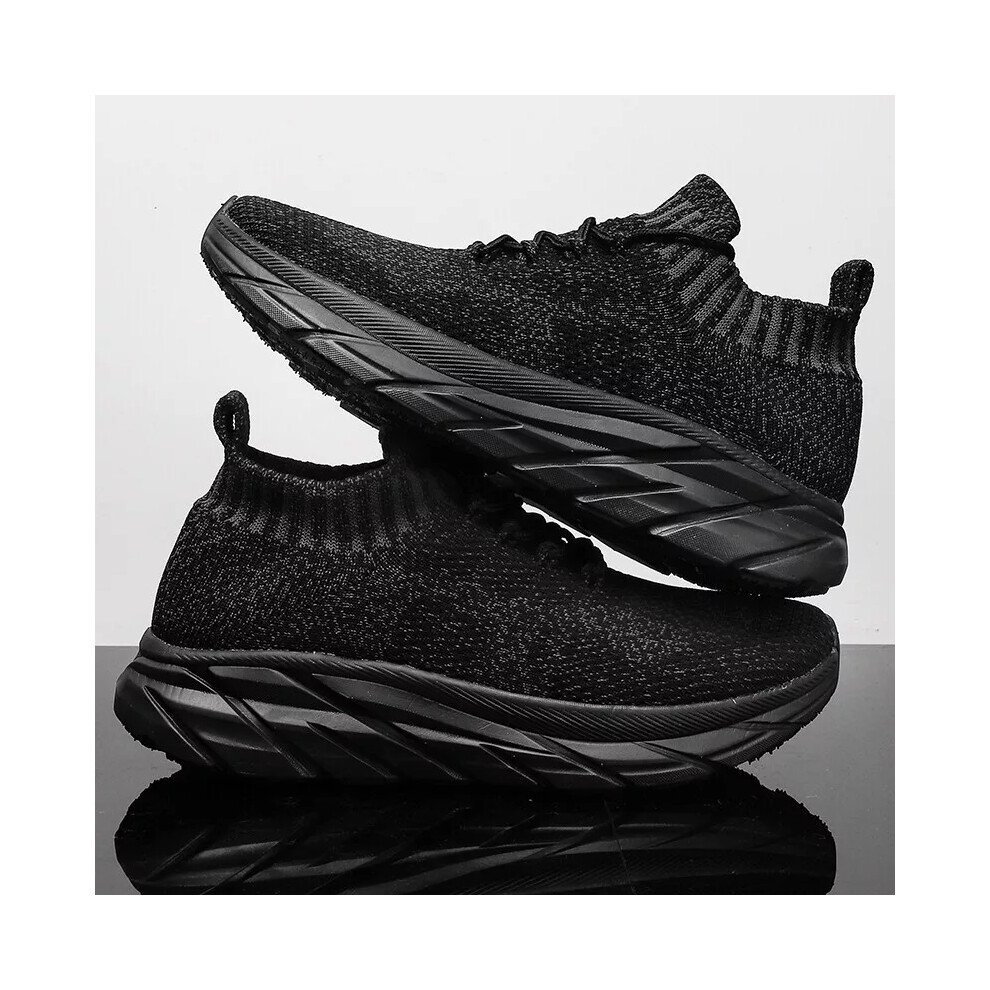 (Black, UK10.5=EUR45) Mens Fashion Sneakers Lace-Up Comfort Walking Sports Shoes Casual Trainers Size