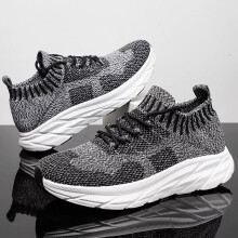(Grey, UK7.5=EUR41) Mens Fashion Sneakers Lace-Up Comfort Walking Sports Shoes Casual Trainers Size