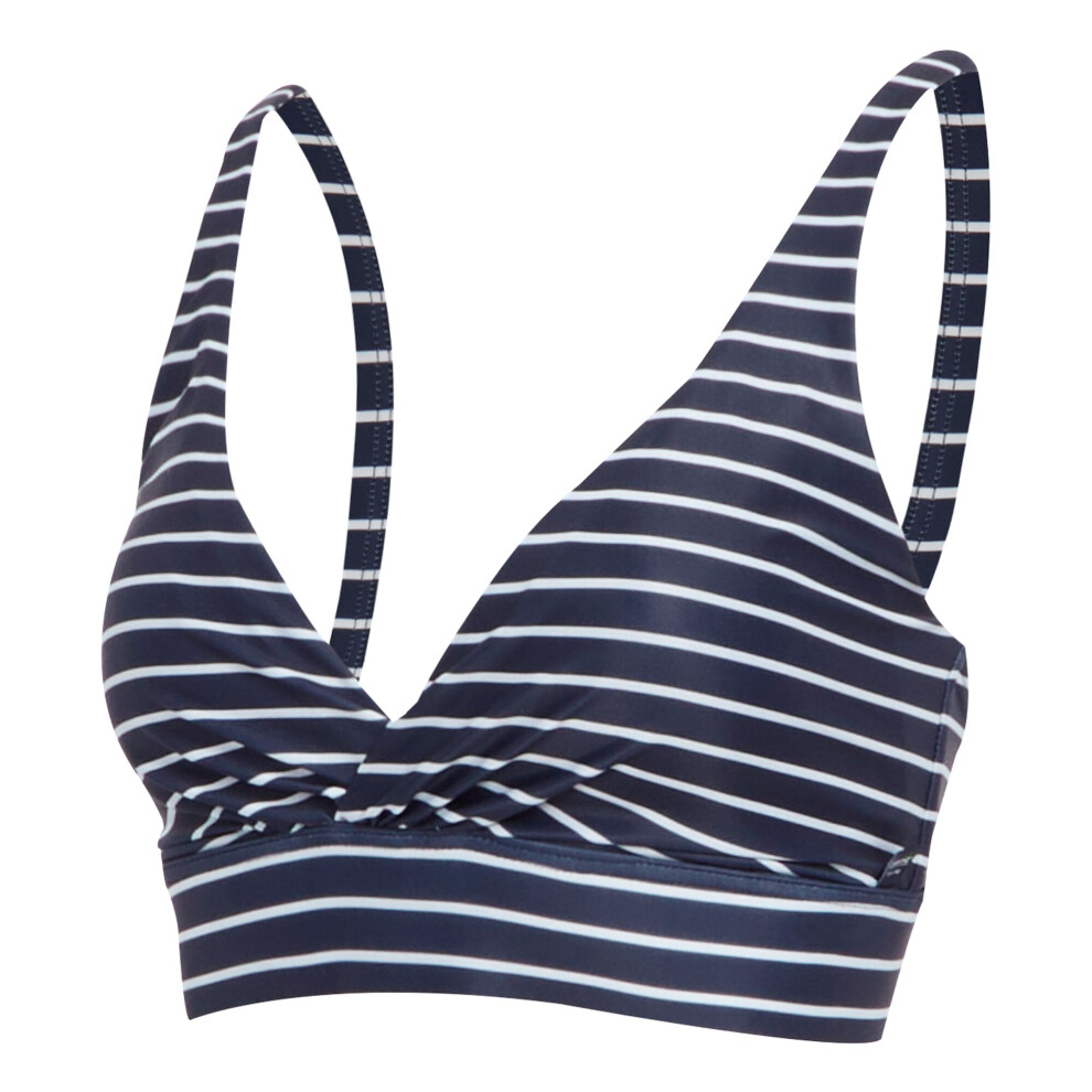 (16 UK, Navy/White) Regatta Womens/Ladies Paloma Stripe Textured Bikini Top