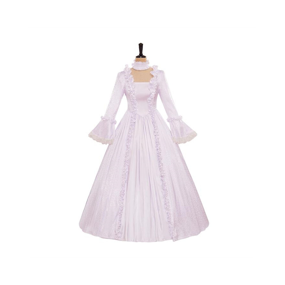 (L) Victorian Rococo Ruffles White Dress Wedding Gown-image-OPC-PF27MDG-NEW