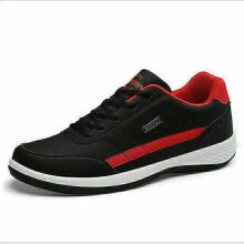 (Black, UK11/EUR=46) Mens Casual Shoes Trainers Sneakers Sports Leather Lace Up Walking Shoes Size10