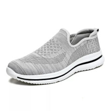(UK9/EU43, Light&Grey) Mens Slip On Wide Fit Memory Foam Casual Walking Gym Sports Trainers Shoes Size*