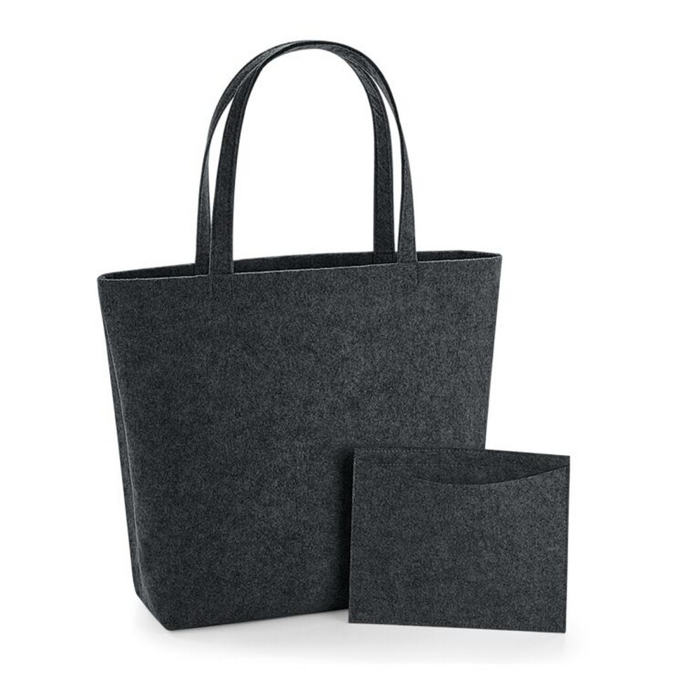 (One Size, Charcoal Melange) Bagbase Felt Shopper Bag