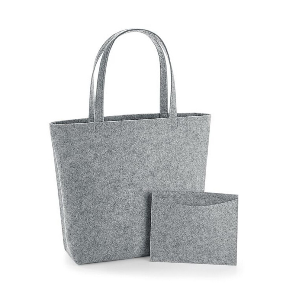 (One Size, Grey Melange) Bagbase Felt Shopper Bag