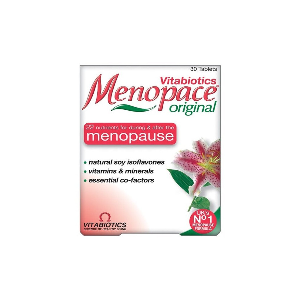 Vitabiotics Menopace Original - Menopause Support & Hormonal Balance, 30 Tablets, Vegetarian, Gluten/Lactose Free