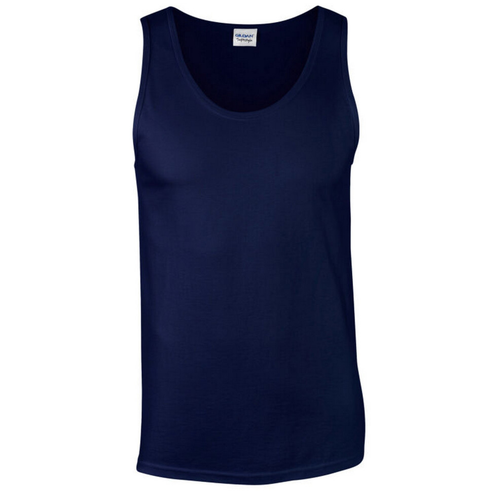 (L, Navy Blue) Gildan Mens Softstyle Plain Tank Top