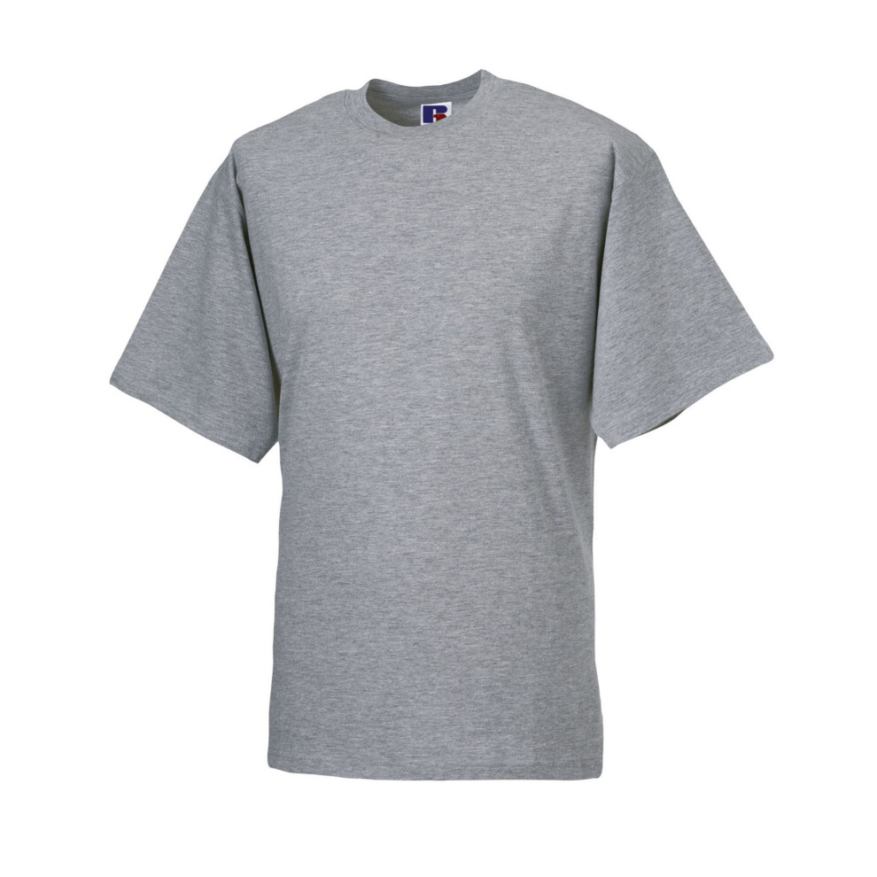 (3XL, Light Oxford Grey) Russell Mens Organic Short-Sleeved T-Shirt