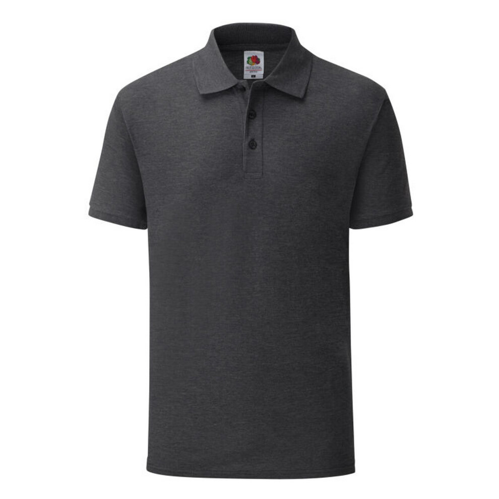 (M, Dark Heather) Fruit Of The Loom Mens Tailored Polo Shirt