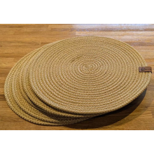 (Gold, Round Coasters) Set of 6 Placemats/Coasters Woven Hand Made Knit