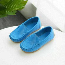 (Blue, UK 6 Infant) BOYS KIDS LOAFERS TODDLERS FLAT DRESS SHOES GIRLS SOFT BOAT SLIP ON COMFY SHOES