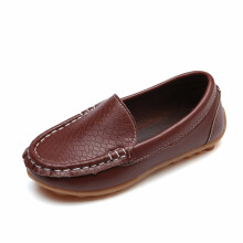 (Brown, UK 10 Kids) BOYS KIDS LOAFERS TODDLERS FLAT DRESS SHOES GIRLS SOFT BOAT SLIP ON COMFY SHOES