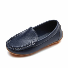 (Dark Blue, UK 10 Kids) BOYS KIDS LOAFERS TODDLERS FLAT DRESS SHOES GIRLS SOFT BOAT SLIP ON COMFY SHOES
