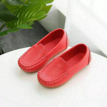(Red, UK 10 Kids) BOYS KIDS LOAFERS TODDLERS FLAT DRESS SHOES GIRLS SOFT BOAT SLIP ON COMFY SHOES