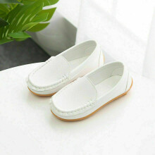 (White, UK 7.5 Kids) BOYS KIDS LOAFERS TODDLERS FLAT DRESS SHOES GIRLS SOFT BOAT SLIP ON COMFY SHOES