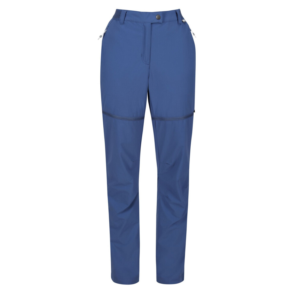 (16 UK R, Dusty Denim) Regatta Womens/Ladies Mountain Zip-Off Trousers