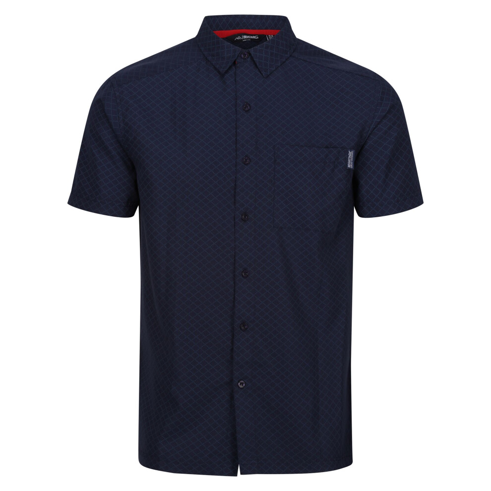 (S, Navy/Moonlight Denim) Regatta Mens Mindano VIII Criss-Cross Shirt