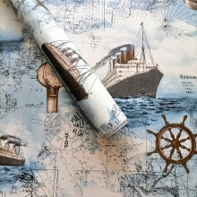 (45*300cm/17.7*118in, The Age Of Navigation) 1 Roll Self-Adhesive Wallpaper, Retro Nautical Theme Contact Paper, Peel And Stick