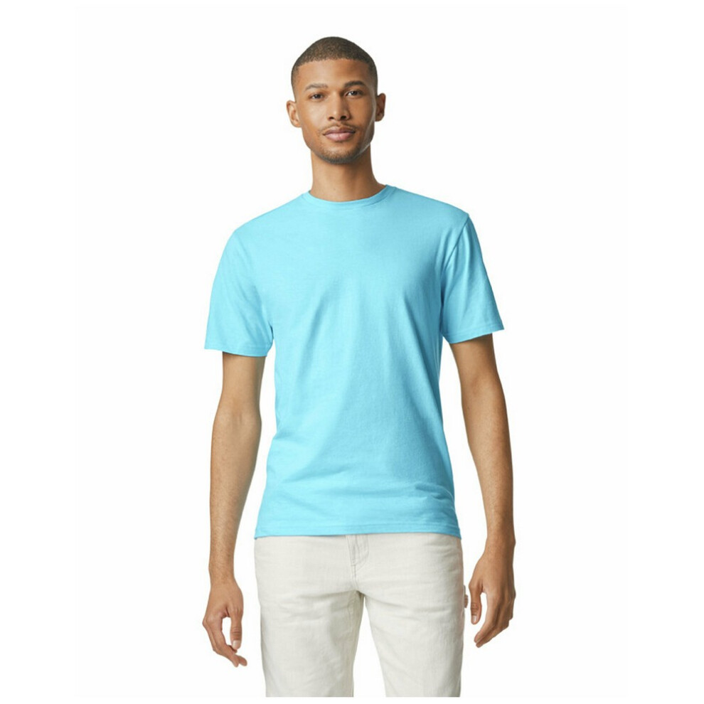 (L, Sky Blue) Gildan Mens Soft Style Ringspun T Shirt