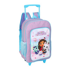 Gabby's Dollhouse Kids Travel Cabin Trolley Backpack Bag Purple