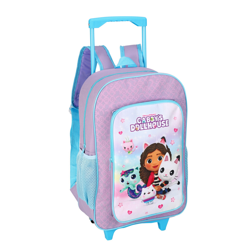 Gabby's Dollhouse Kids Travel Cabin Trolley Backpack Bag Purple