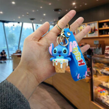 (Cone) Cartoon Charming Stitch Keychain For Bags Sweet Decorations For Couples Gifts