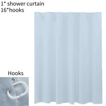 (Light Blue) Bathroom 180x200cm Household Curtain Hooks Long Polyester Waterproof Shower