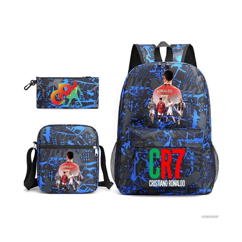 (7) 3pcs CR7 School Bags Casual Waterproof Women Men Backpack Teens Travel Mochilas Female Male Bookbag Sets