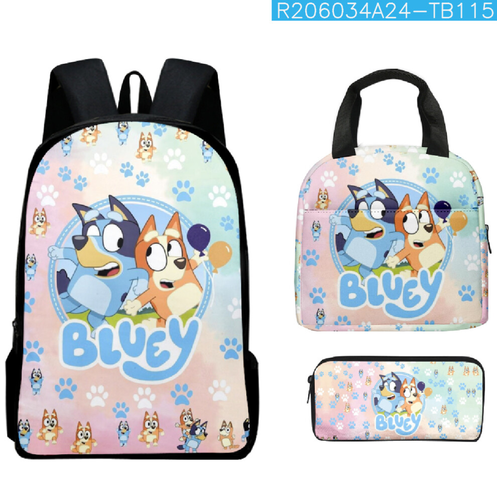 (A7) Bluey Backpack Pencil Pouch Lunch Bag Set of 3