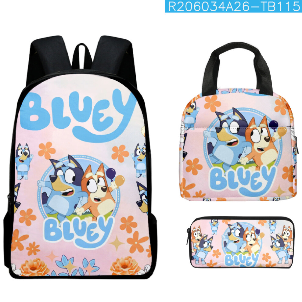 (A9) Bluey Backpack Pencil Pouch Lunch Bag Set of 3