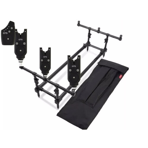 NGT Carp Rod Pod For 3 Rods Solid Square Setup & Bite Alarms Wireless 3pc & Receive