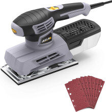 Sander, 220W 1/3 Blade Sander, 12000RPM 6-Speed Electric Wood Sander with Dust Collector, 12 Blades, Quick Clamping Device