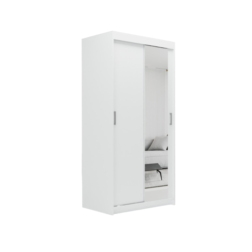 (100cm, White) ELUKS Modern Sliding Door Wardrobe OVI