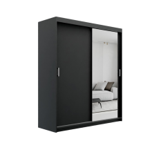 (150cm, Black) ELUKS Modern Sliding Door Wardrobe OVI