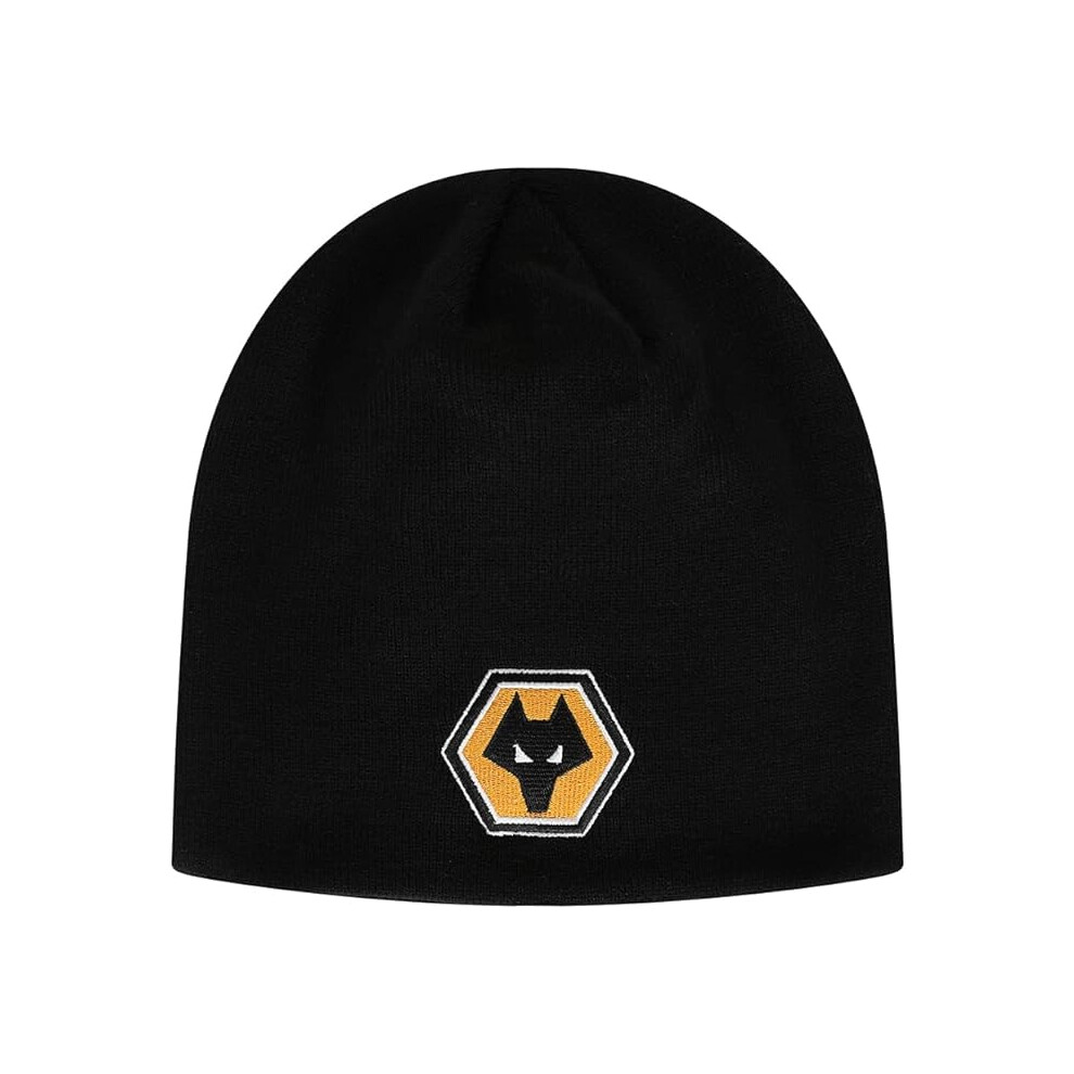 Official Wolves FC black adult crested skull knit beanie hat