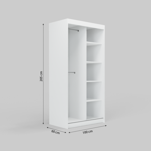 (100cm, White) ELUKS Modern Sliding Door Wardrobe SKY 2