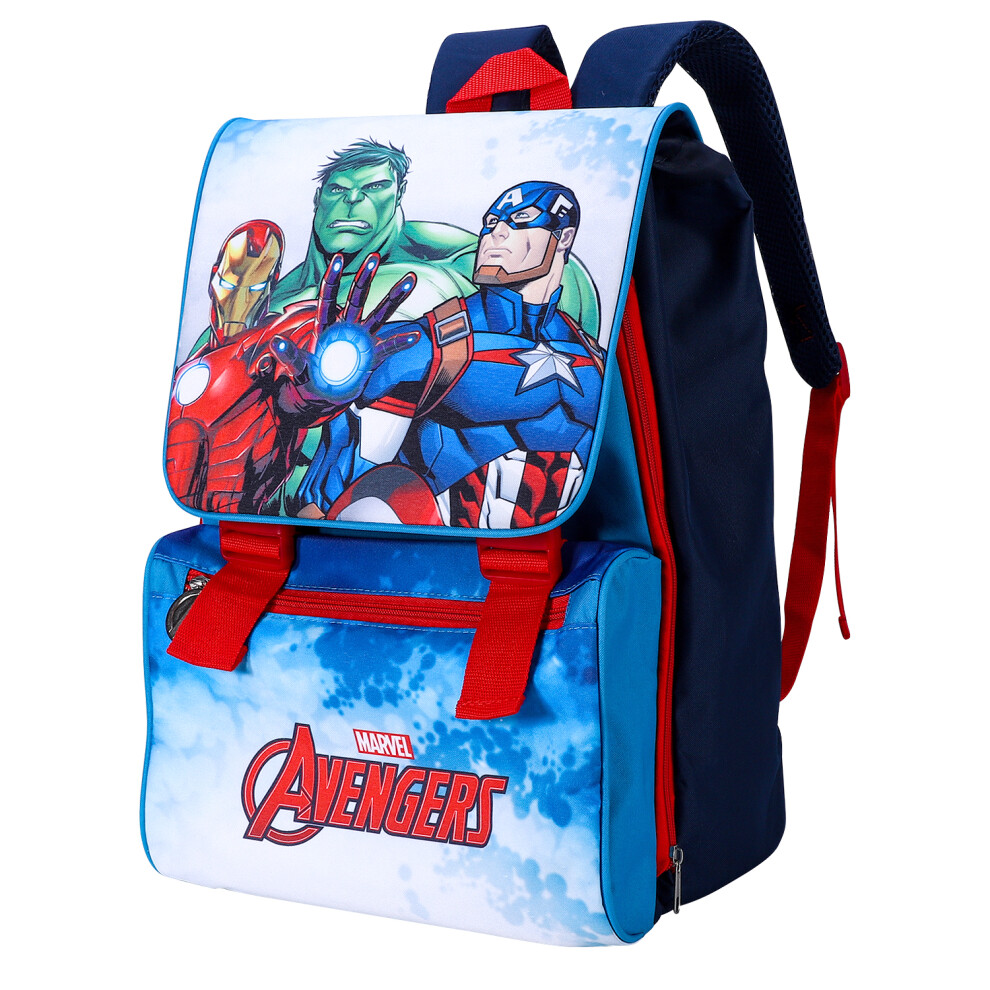Marvel Avengers Large Backpack Flap Over Bag Waterproof Rucksack Blue