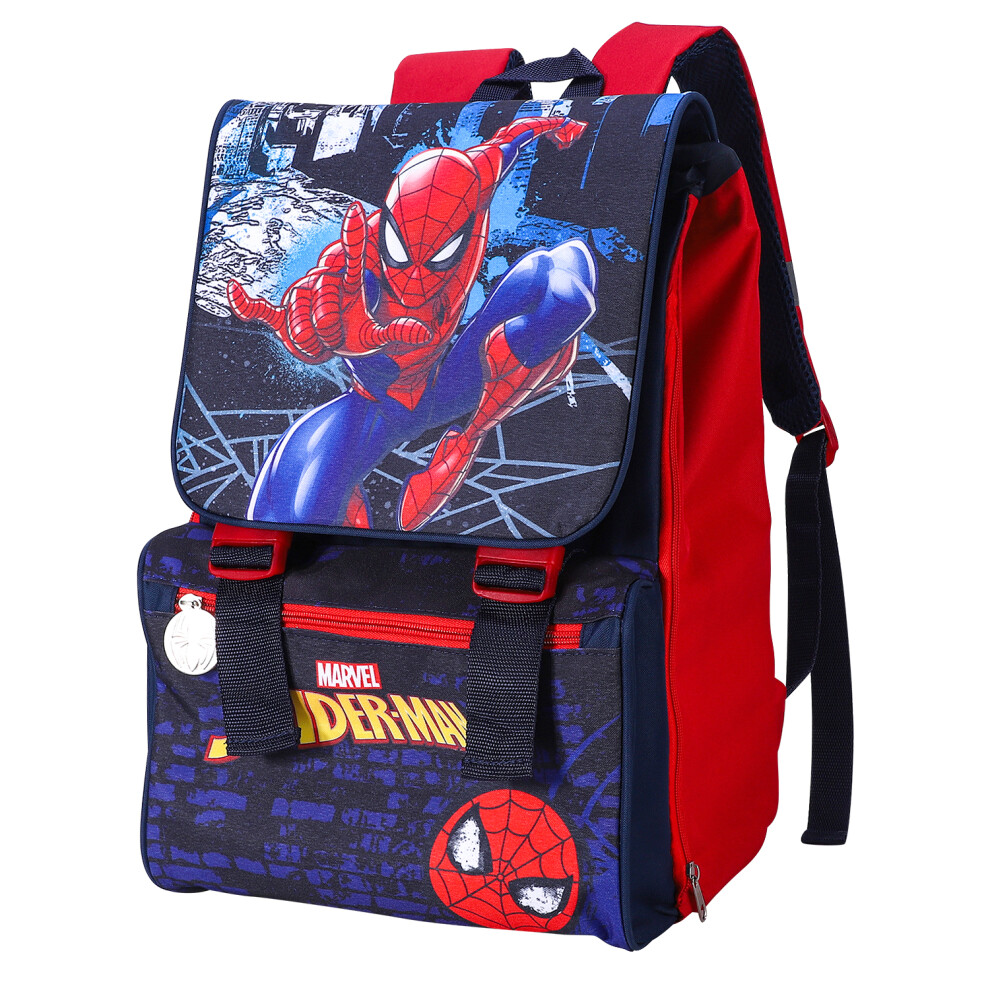 Spider-Man Large Backpack Flap Over Bag Waterproof Rucksack Children