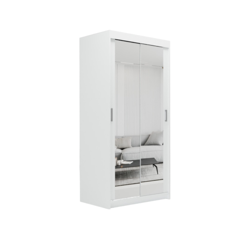 (120cm, White) ELUKS Modern Sliding Door Wardrobe SKY