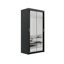 (120cm/+ 2 drawers, Black) ELUKS Modern Sliding Door Wardrobe SKY