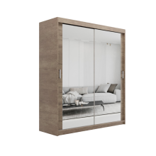 (150cm, Sonoma Oak) ELUKS Modern Sliding Door Wardrobe SKY