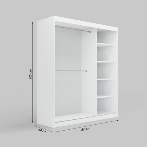 (180cm, White) ELUKS Modern Sliding Door Wardrobe SKY 2