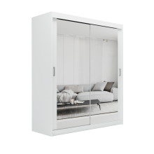 (180cm/+ 2 drawers, White) ELUKS Modern Sliding Door Wardrobe SKY